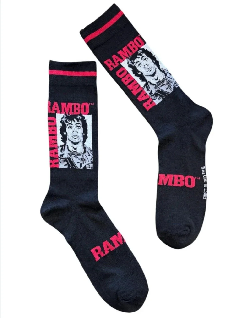 Rambo Black Crew Socks Officially Licensed Fashion Accessories By Perri's Socks